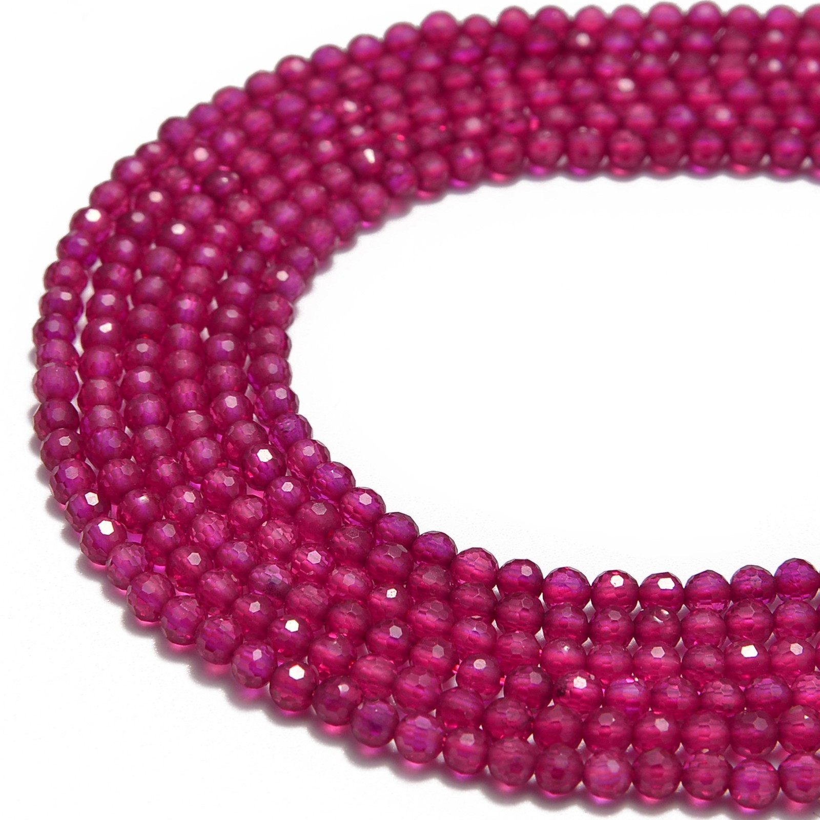 Natural Ruby Faceted Round Beads 2mm 3mm 4mm 15.5″ Strand