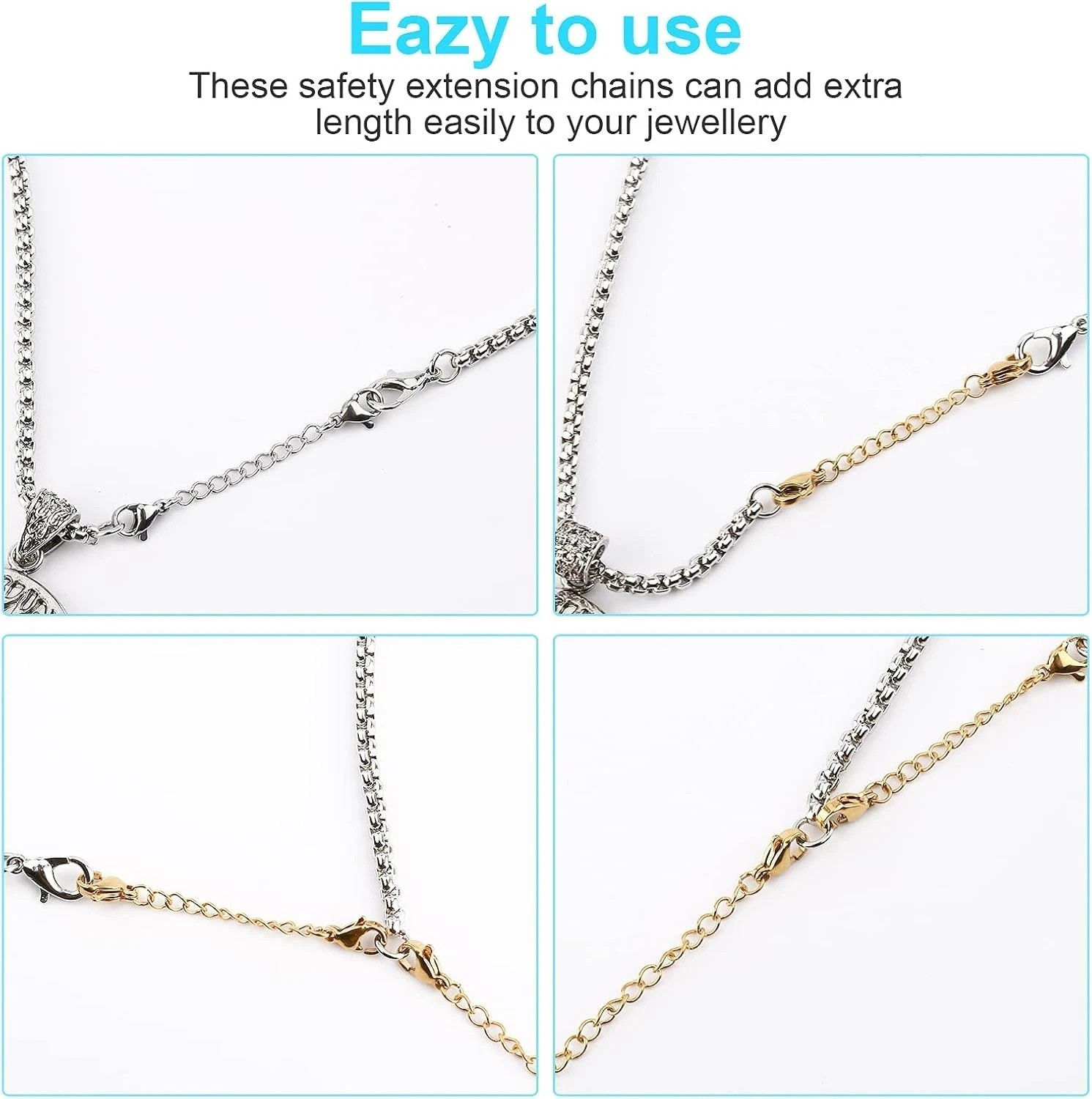 Necklace Extender 5/10Pcs Chain Extenders for Necklaces Bracelet, Gold & Silver