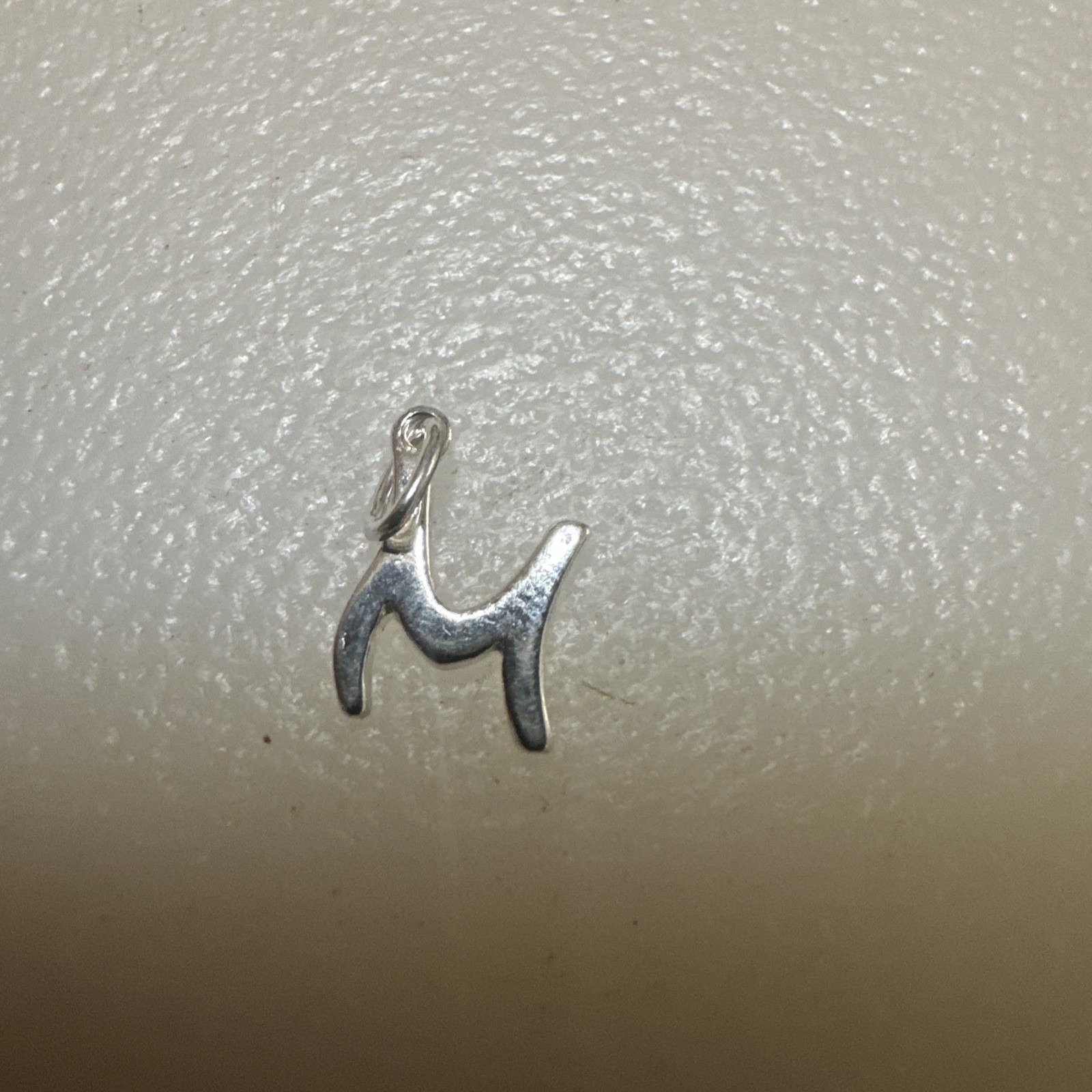 Tiny 925 Sterling Silver Letter M- Initial Script Cursive Alphabet Charm, 1/2”
