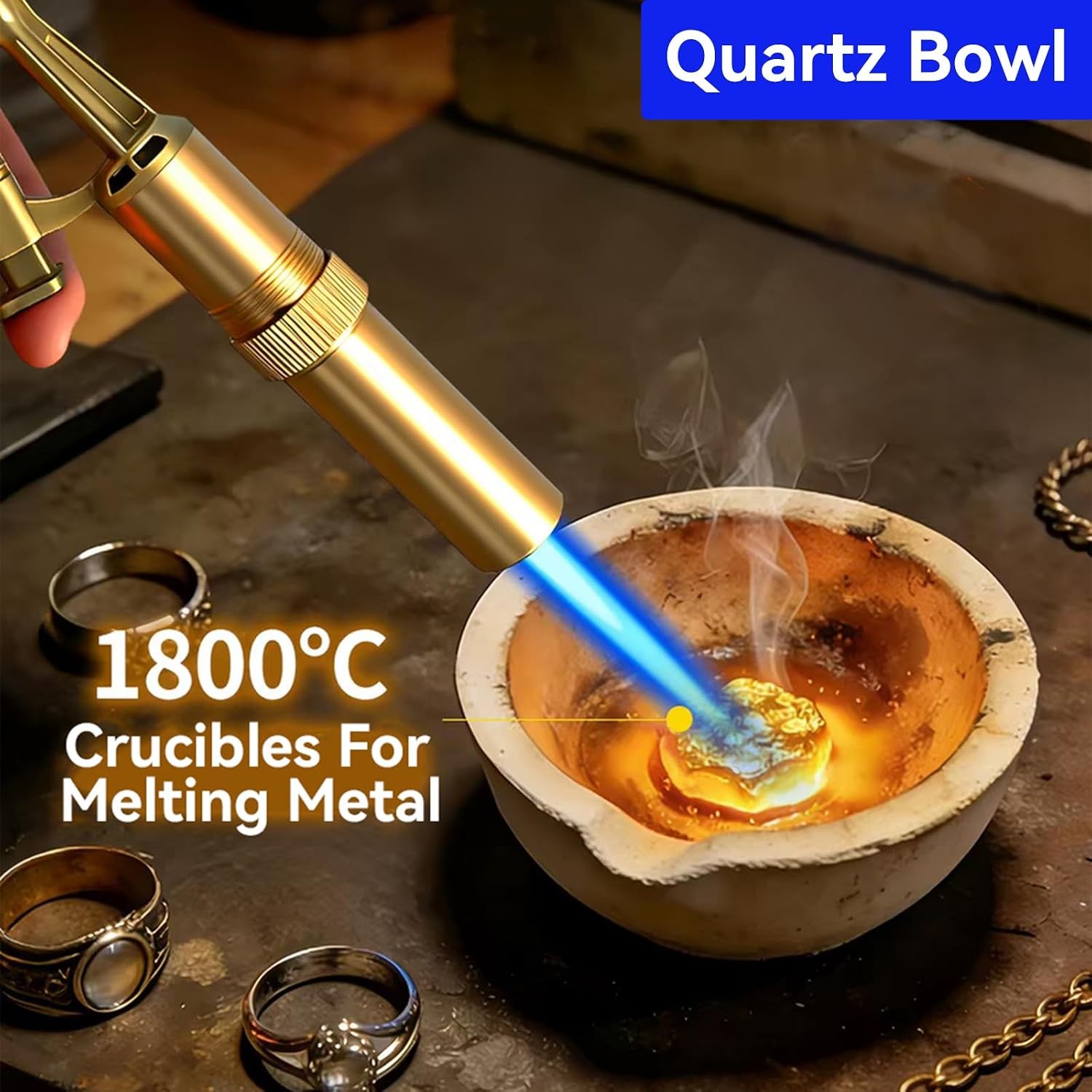 9 Pieces Graphite Torch Melting Casting Kit, Including Casting Ingot Mould, Grap