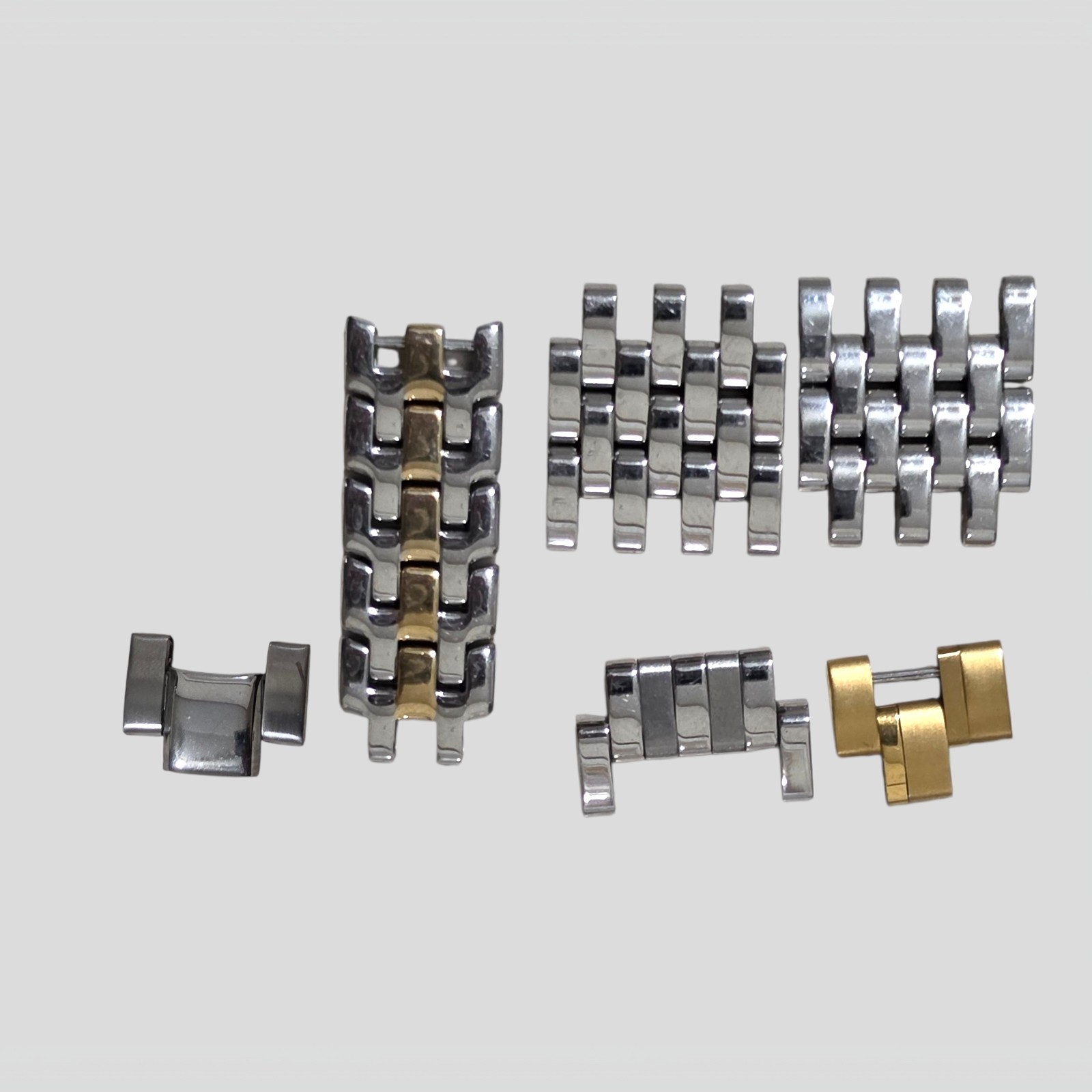 Vintage Watch Band Links End Pieces Repair Parts Lot Two Tone Stainless Steel