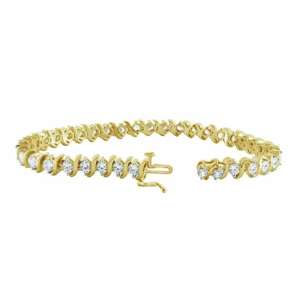 9TCW Round Lab Created Diamond 14K Yellow Gold Plated Women’s Tennis Bracelet