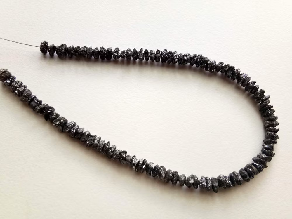 5mm Black Rough Diamond Beads, Black Raw Diamond Beads, 0.5mm Drilled Hole Black