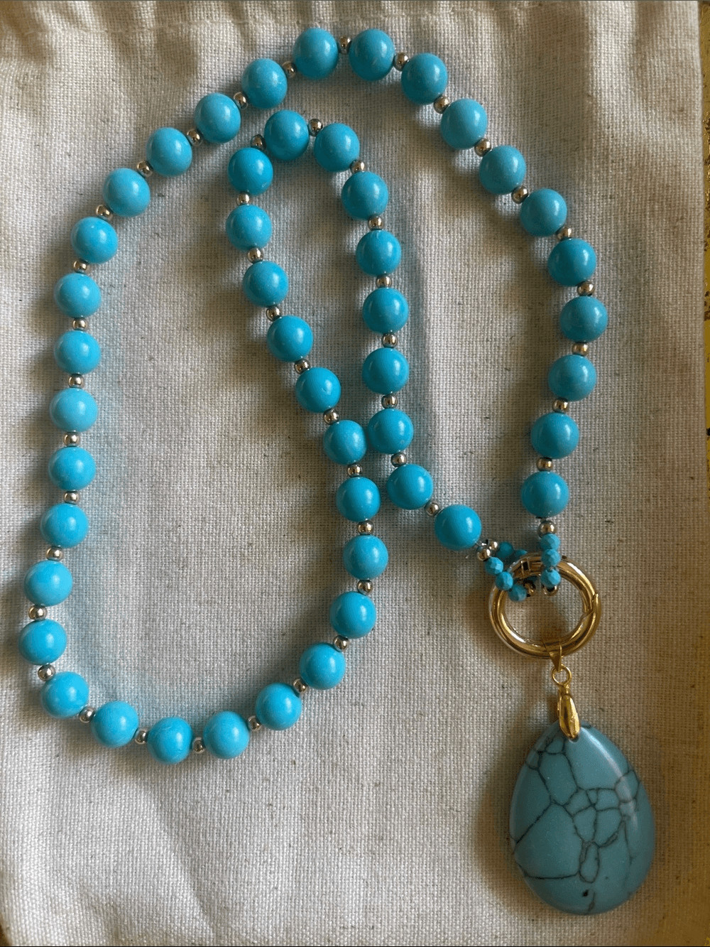 Turquoise Beaded Pendant Necklace