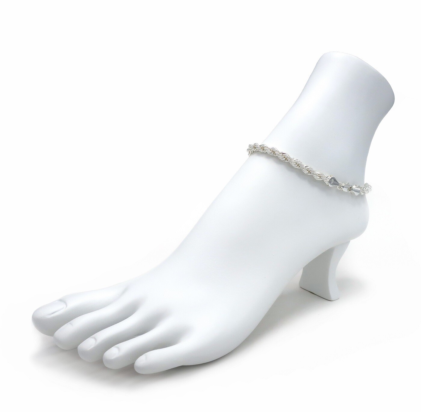 Twist Rope Chain 5mm Anklet Ankle Bracelet 10″ inch 925 Italy Silver Plated