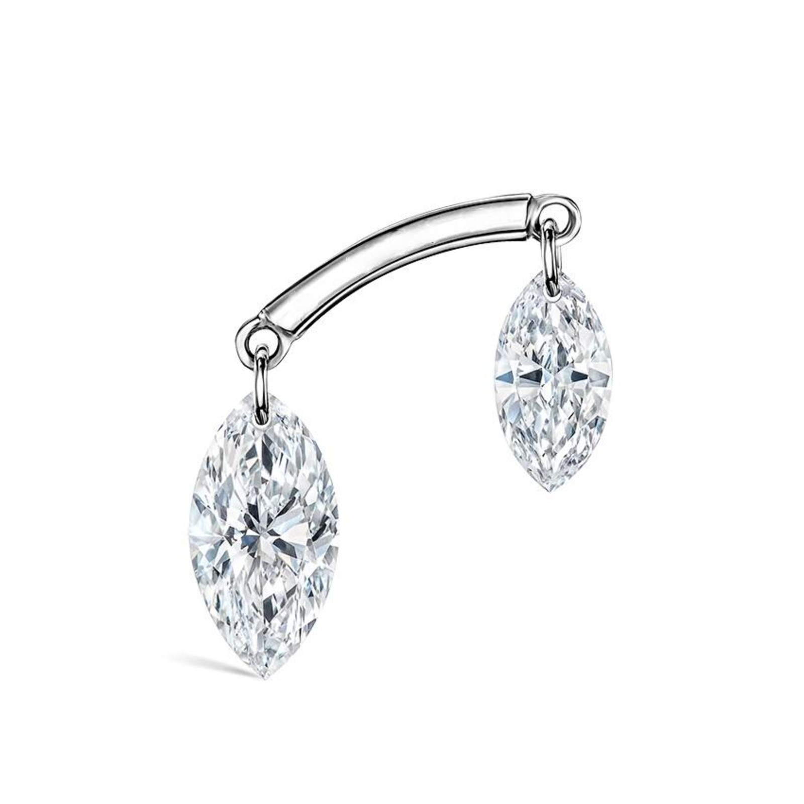 Floating Marquise Moissanite Helix Conch Stud 925 Sterling Silver