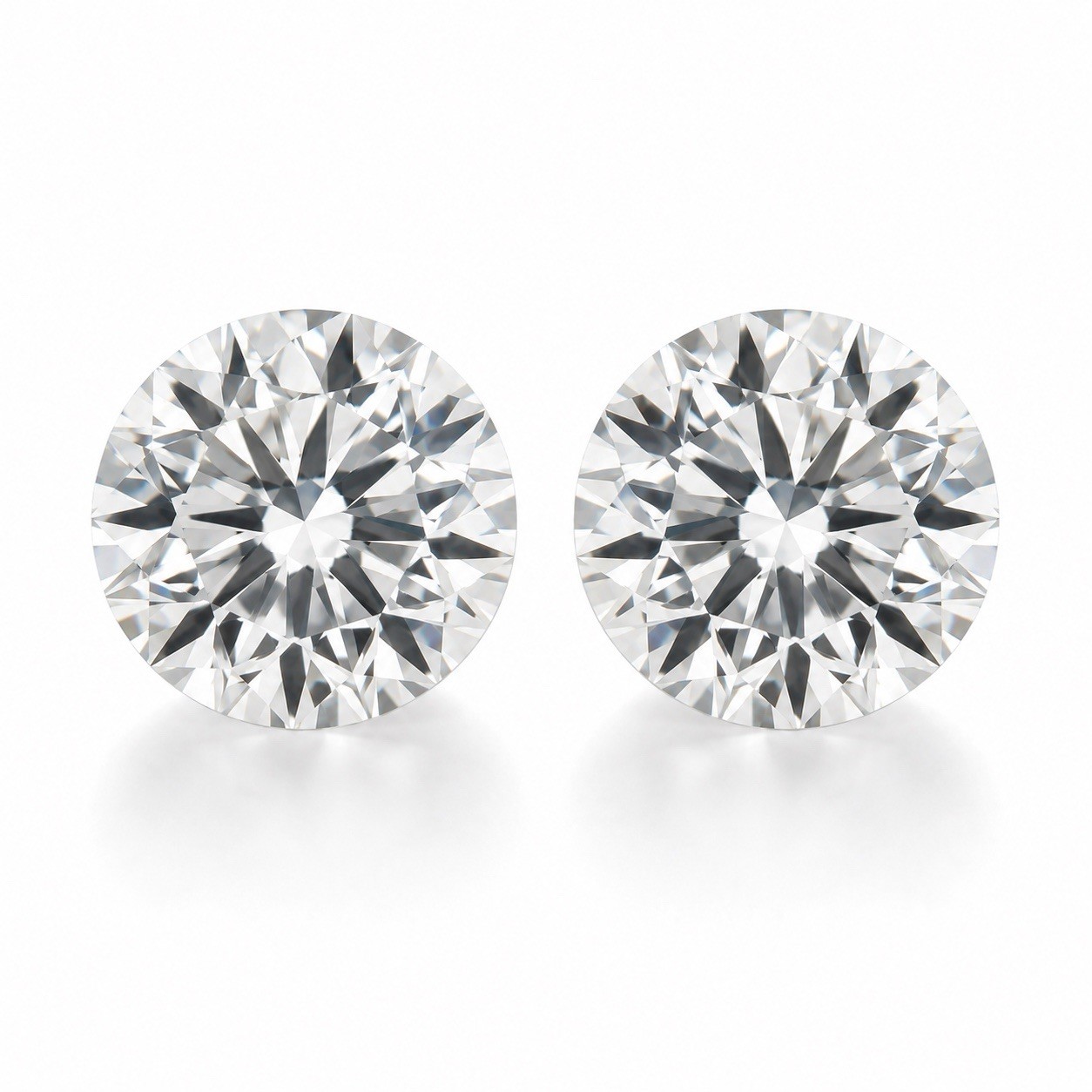 .50Ct (2pcs) Round Lab-Created Diamonds 2pcs 1.00-1.24ctw Total 0.50ct Each