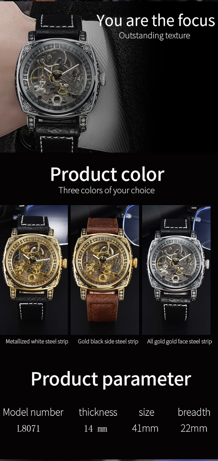 Automatic Retro Skeleton Mechanical Men’s Watch Waterproof Leather Unbranded