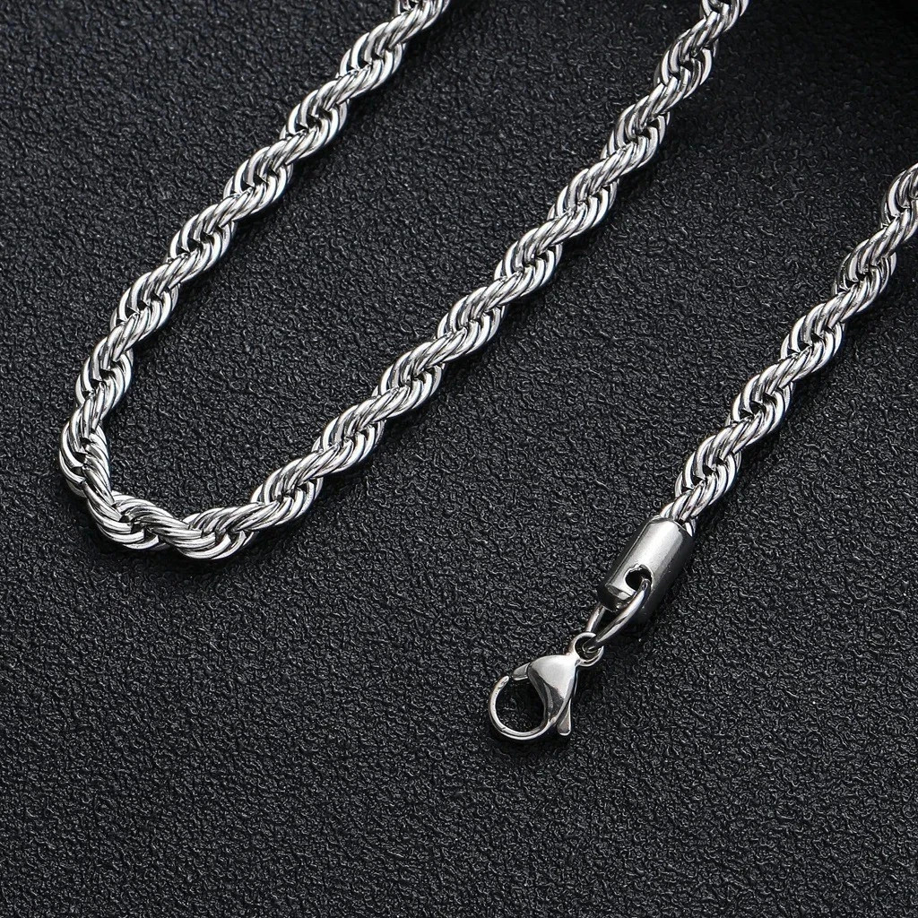 Italian Solid Sterling Silver Rope Link Chain Necklace Silver Chain UNISEX