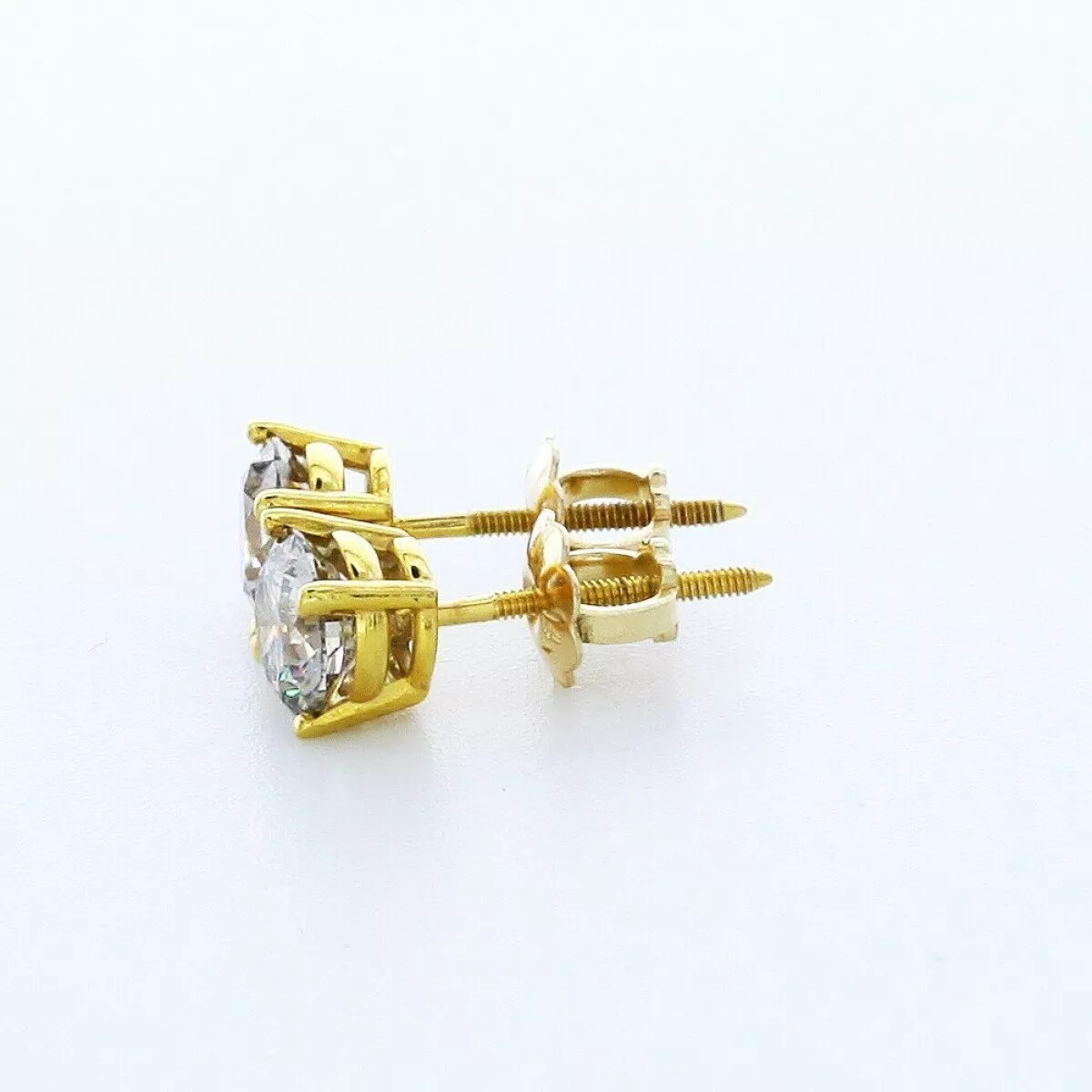 Stud Earrings Classic Solid 14K White Gold 1.40 CT Round Natural Diamond G SI1
