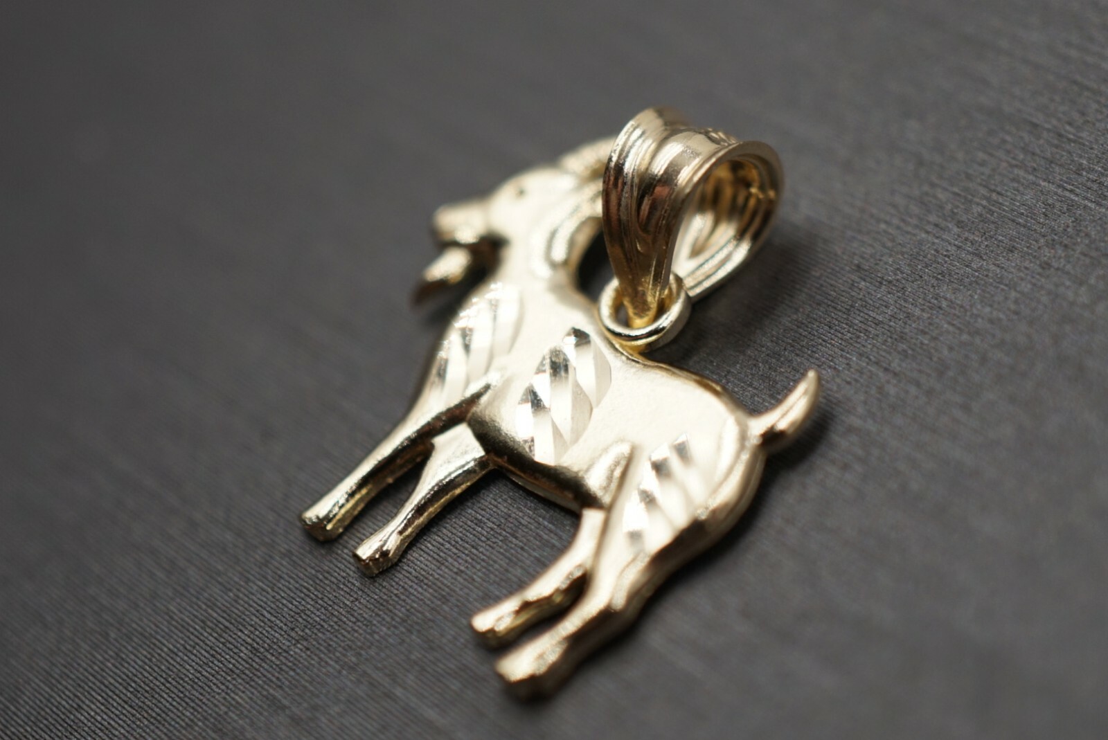 10K Solid Yellow Gold 0.75″ Small Goat Charm Pendant.