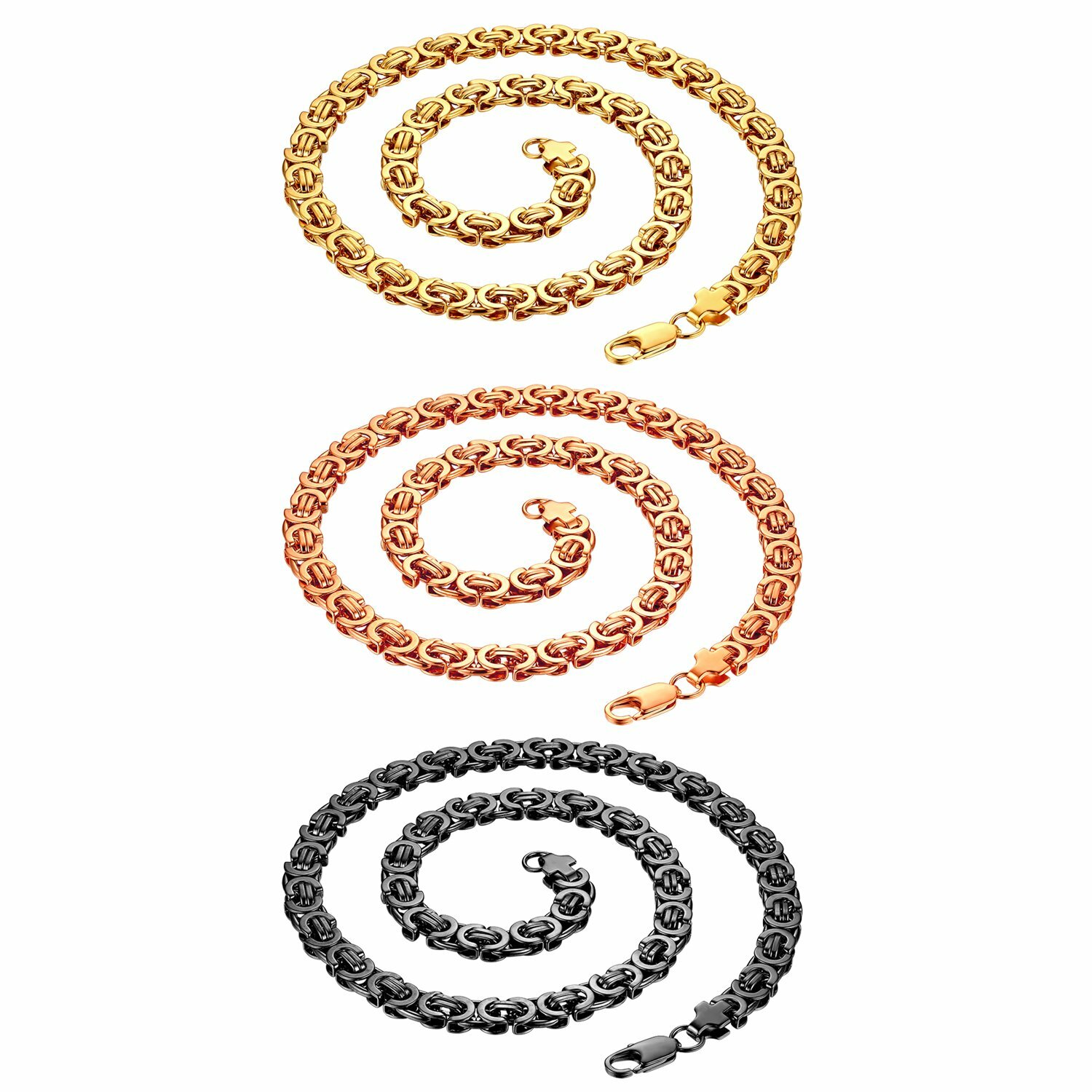 Jewelry Men Stainless Steel Byzantine Box Link Chain Necklace 22” Gold Rosegold