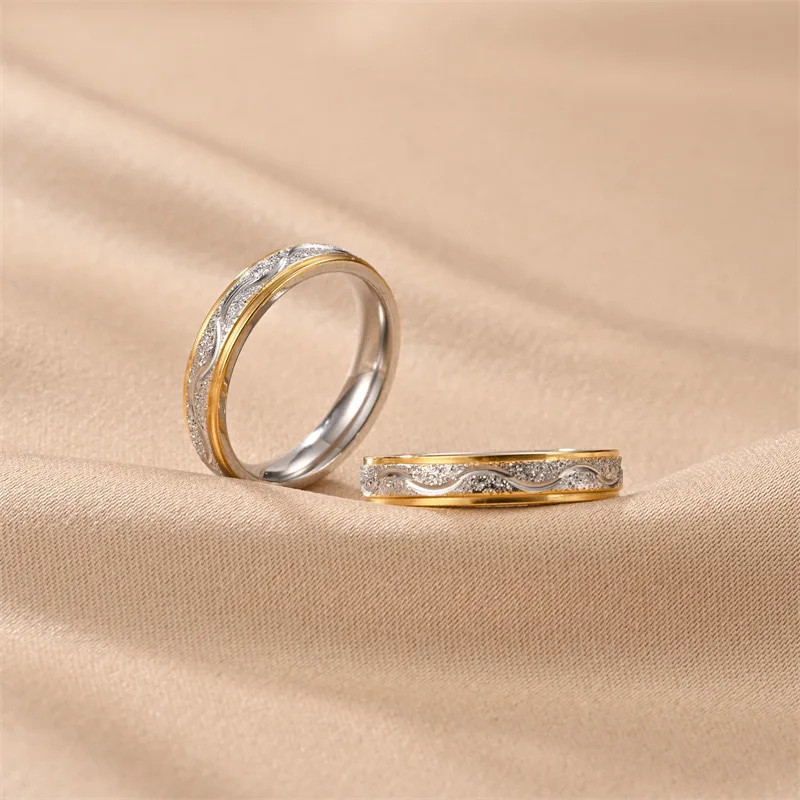 New Frosted Couple Rings for Him & Her Stainless Steel Matching Set Size 5-13