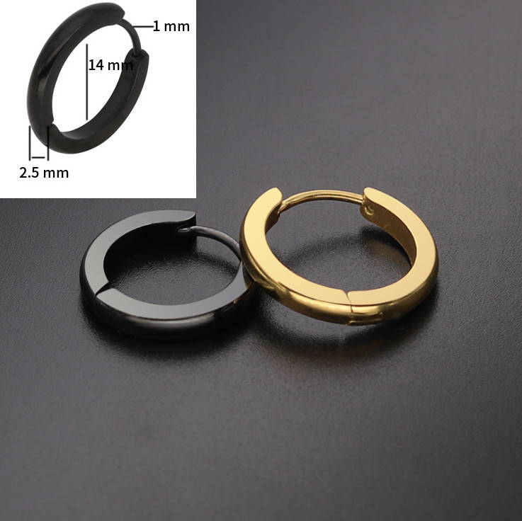 Silver Gold Black Stainless Steel Hinged Hoop Huggie Ear Earrings 7/9/10/12/14MM