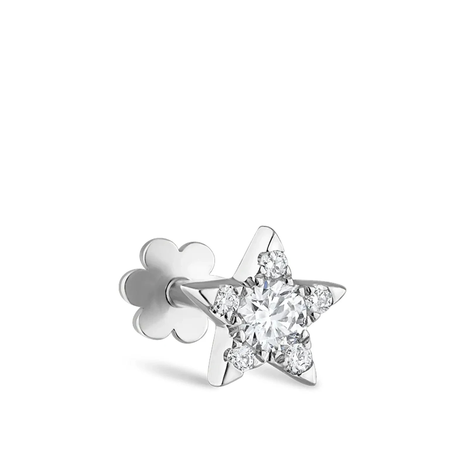 Sparkling Star Moissanite Helix Flat Back Stud 925 Sterling Silver