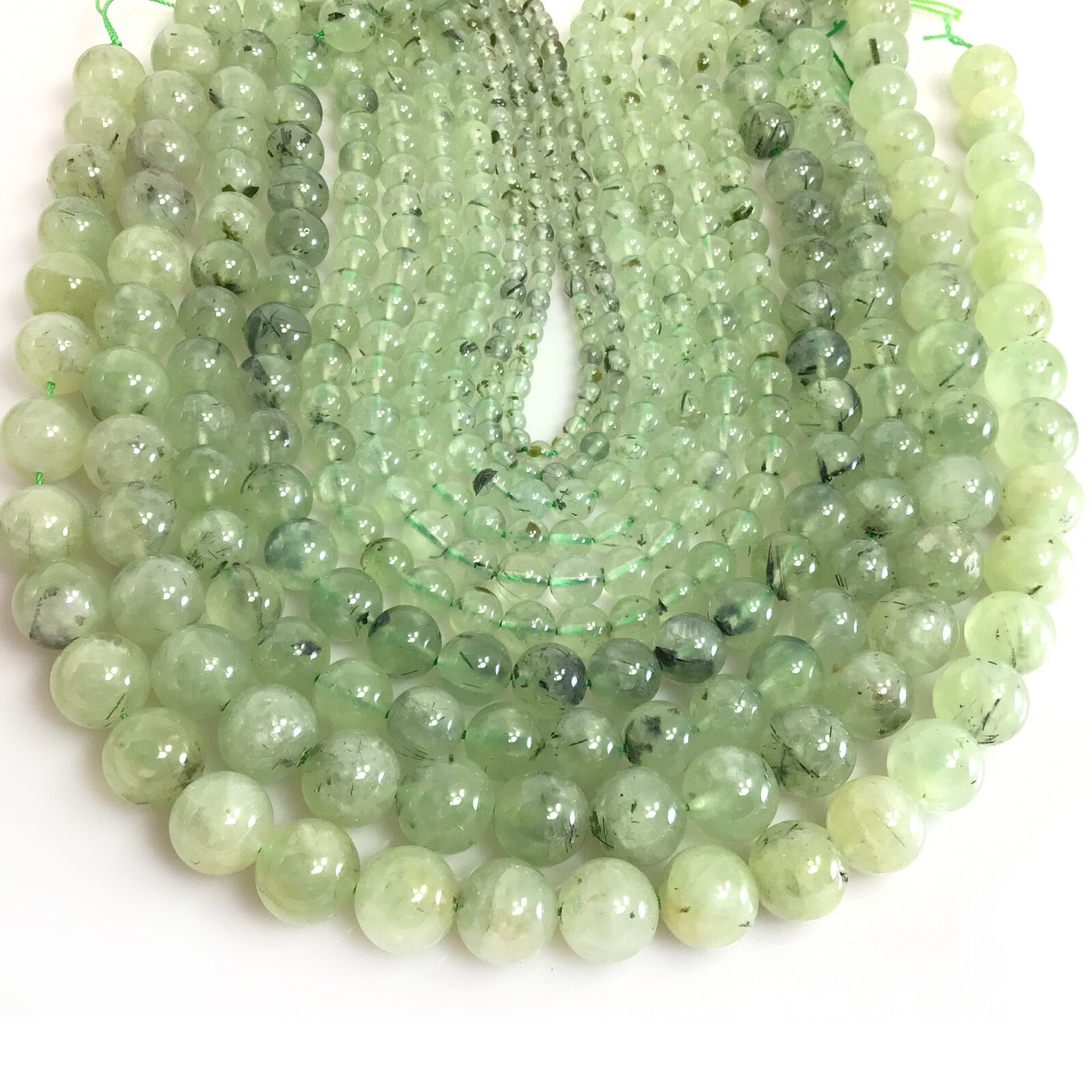 Gemstone Green Natural Prehnite Round Beads 15″ strand 4mm 6mm 8mm 10mm 12mm