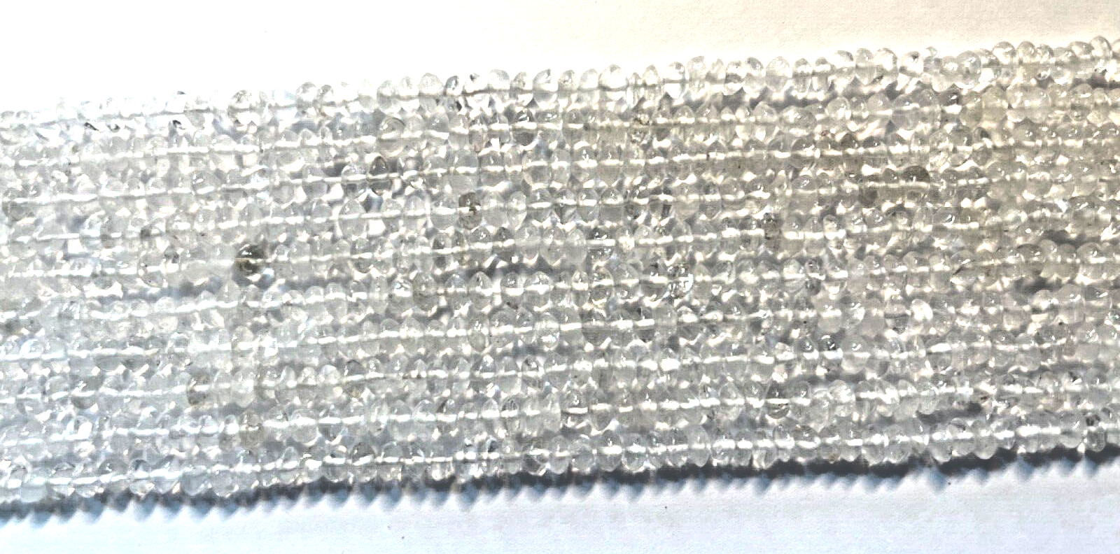 ONE STRAND 15″ FACETED CRYSTAL QUARTZ RONDELLES 5X3MM BEAD STRAND WHOLESALE