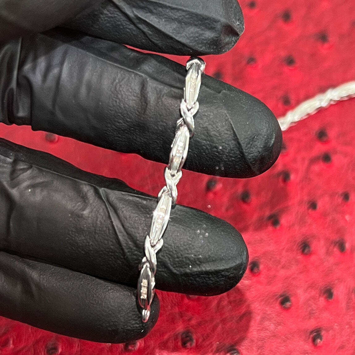 925 Silver 0.25 Carat Womens Real Diamond Braid Bracelet