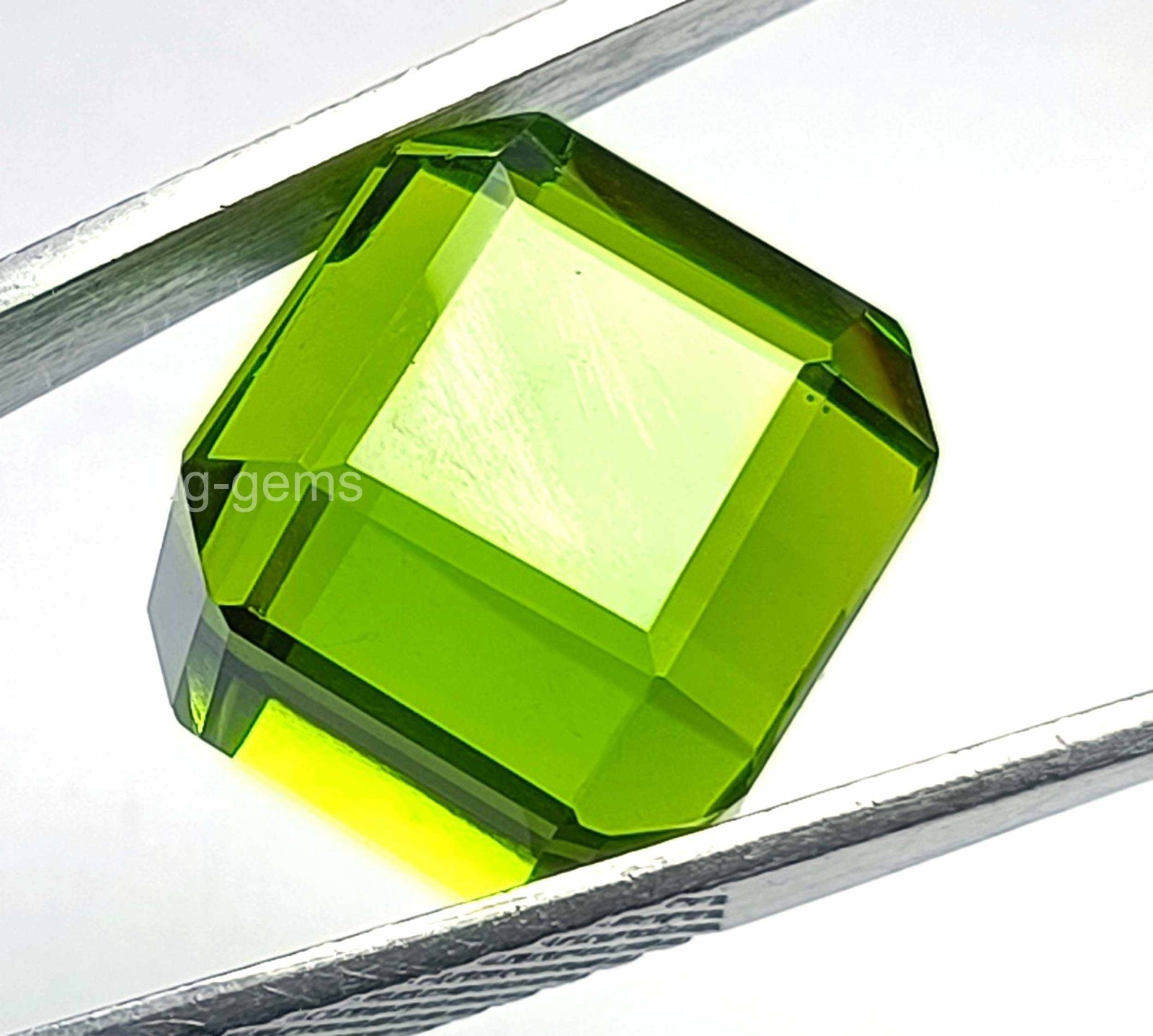 Natural Pakistani Green Peridot 39.10 Ct Cube Cut IGL Certified Loose Gem 5DOG