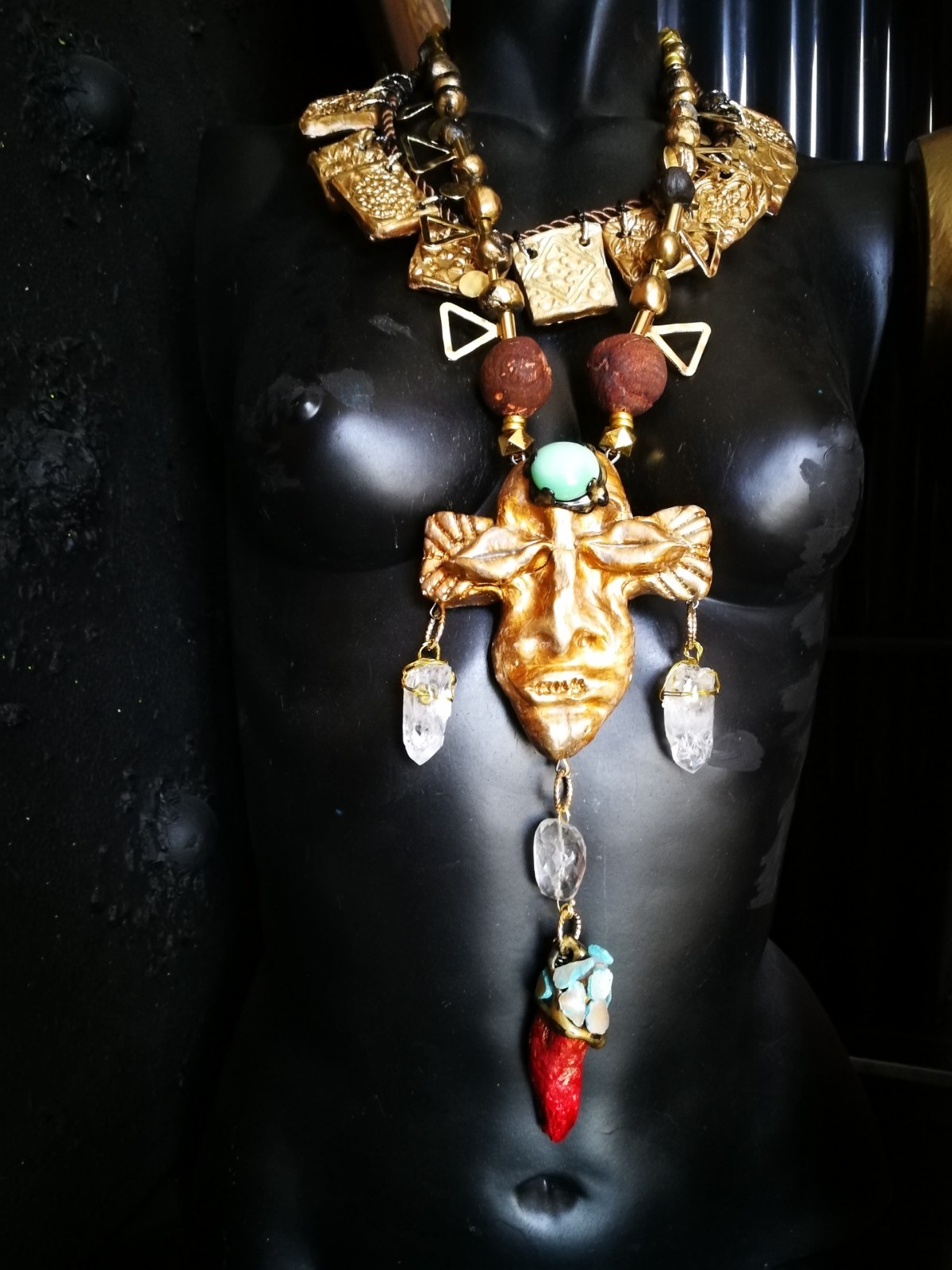 Statement Fine Jewelry Ethnic Glamour Gemstone Jewel Sculpture Tribal Mask Stone