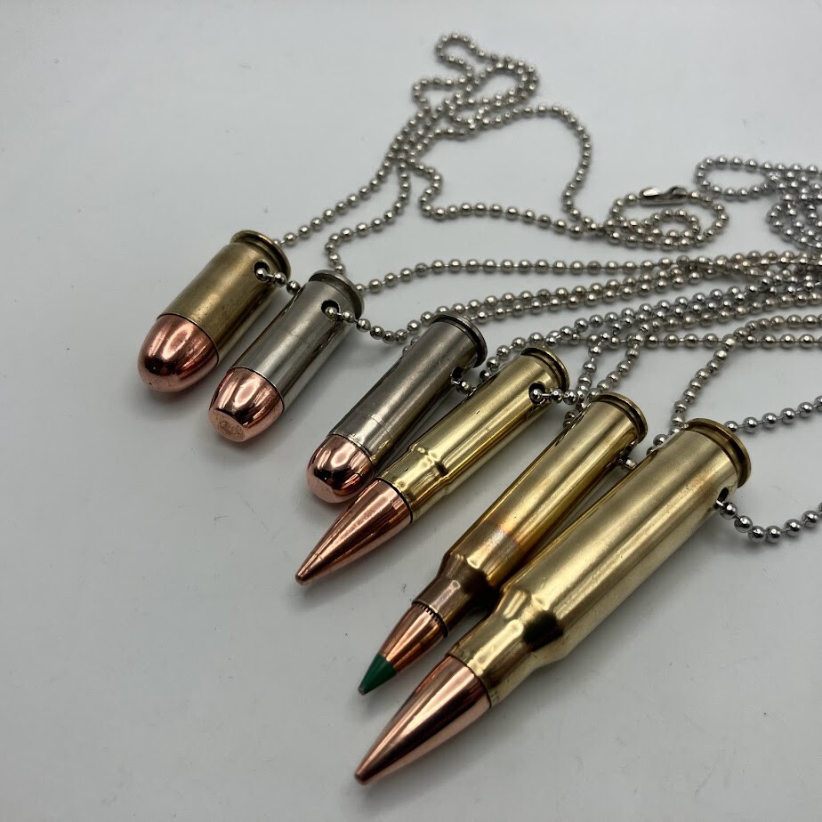 Bullet Necklace or Mirror Hanger with Dog Tag Chain