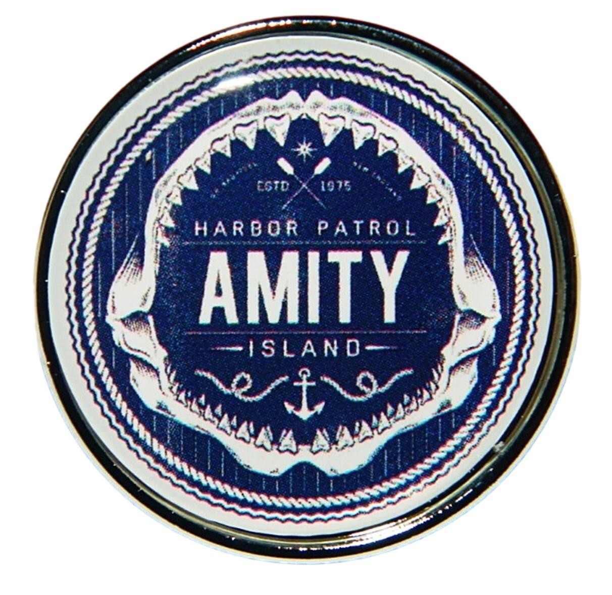 Jaws Movie Amity Island Harbor Patrol Logo Metal Enamel 1 Inch Tall Pin