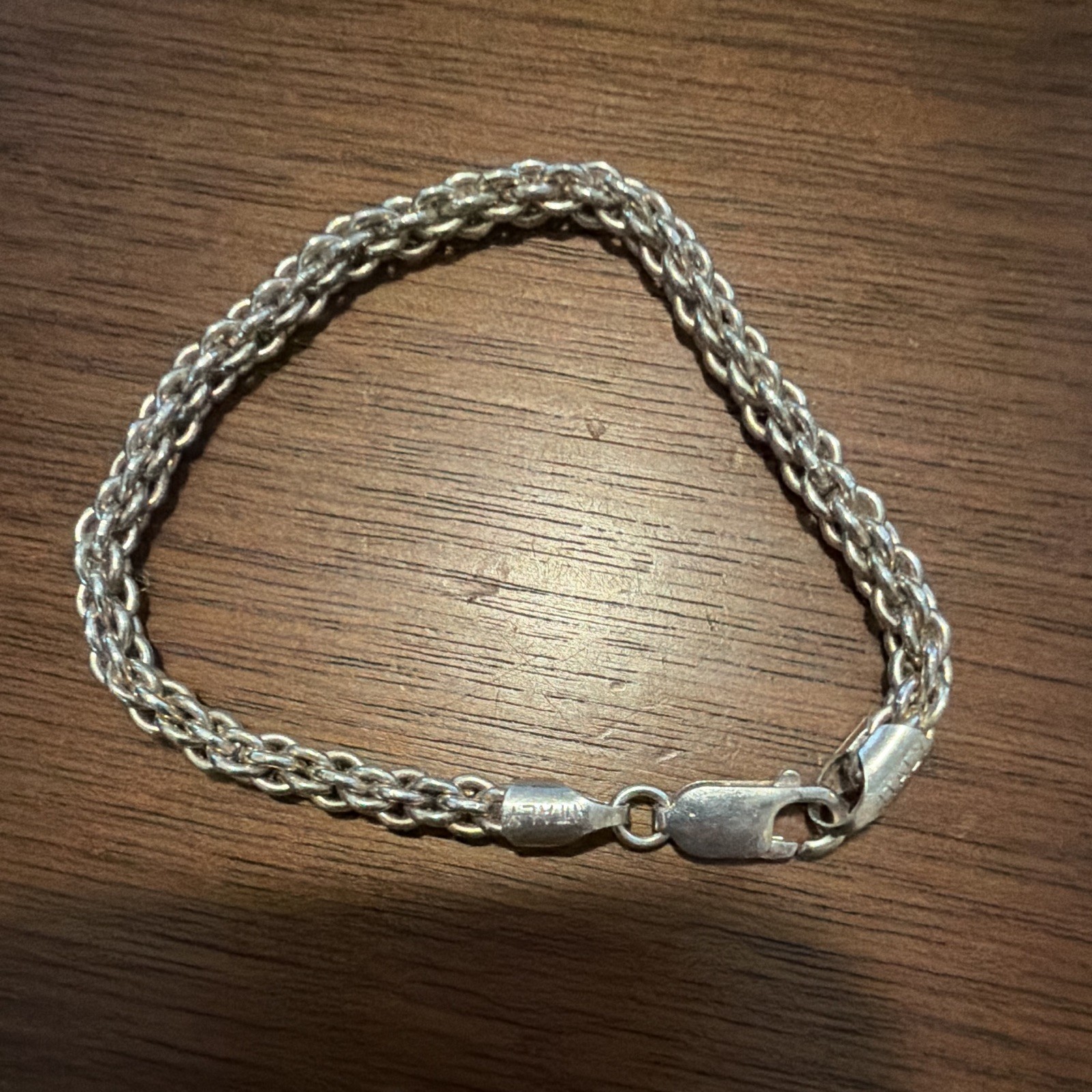 Sterling Silver Rope Chain Bracelet w/ Lobster Clasp Marked ITALY (925 etching)