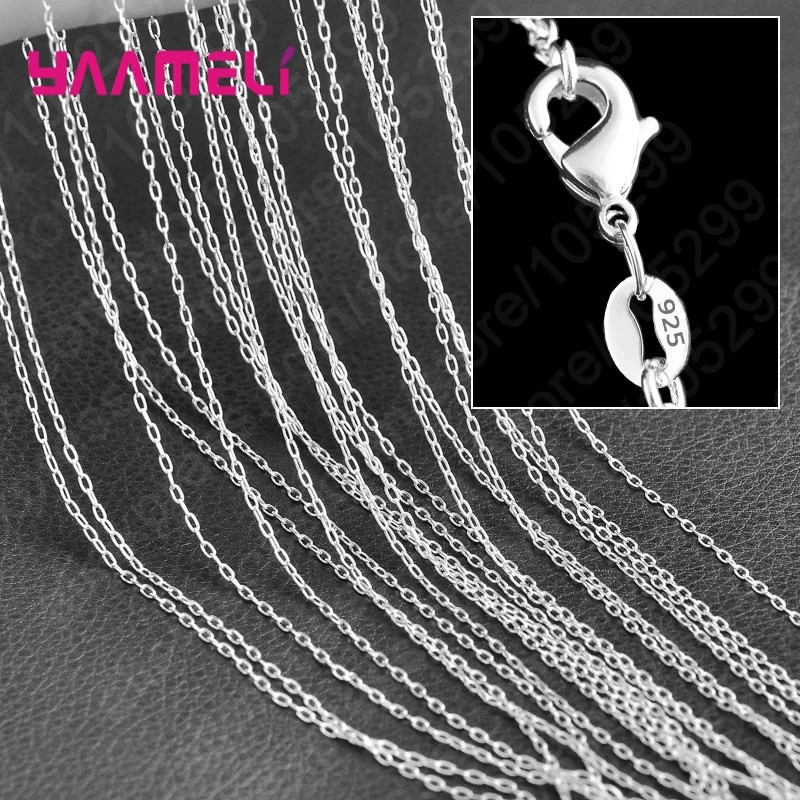 Wholesale 10pcs 925 Sterling Solid Silver 1mm 16inch -24inch Rolo Chain Necklace