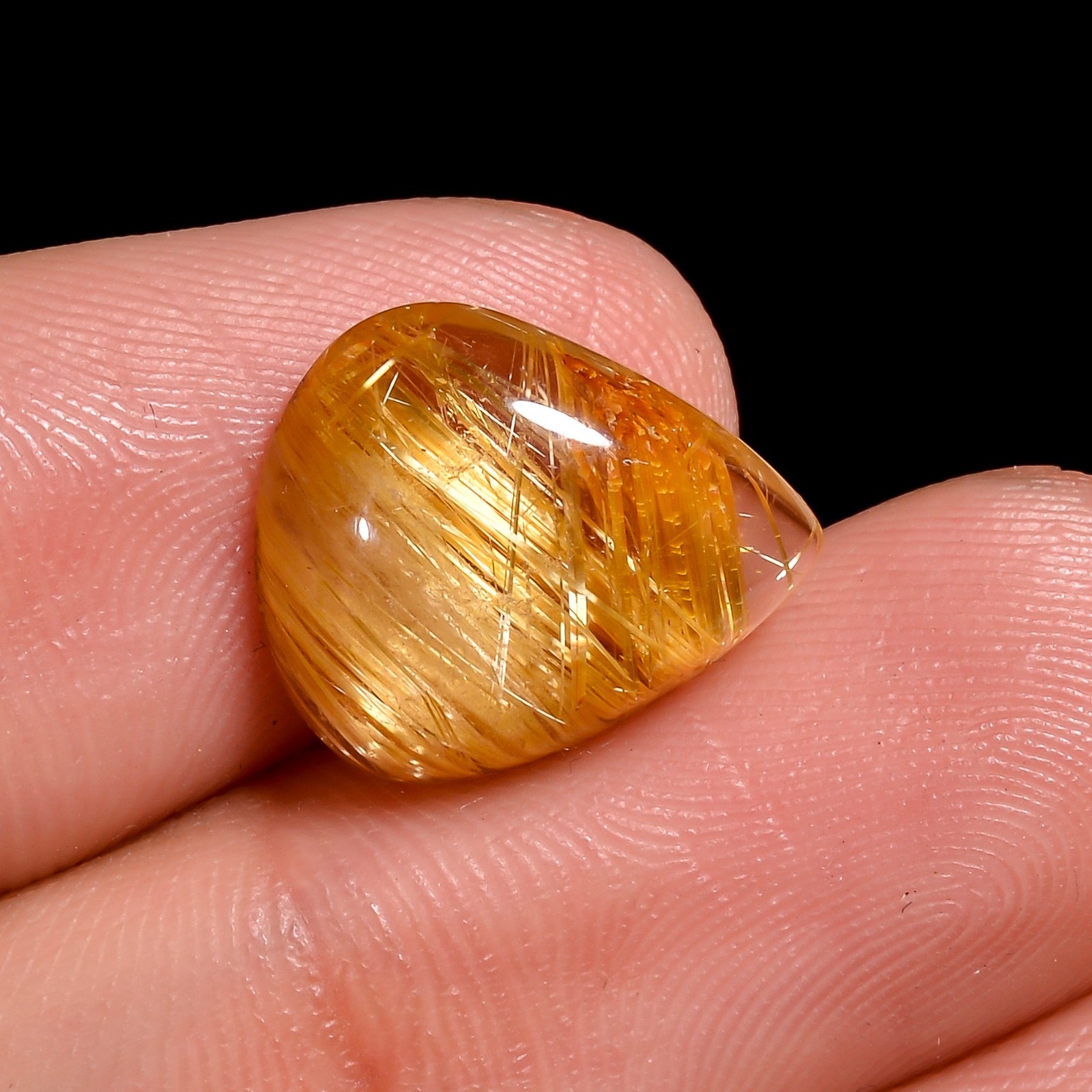 Golden Rutilated Quartz Cabochon, Gemstone Jewelry 14X12X4 mm