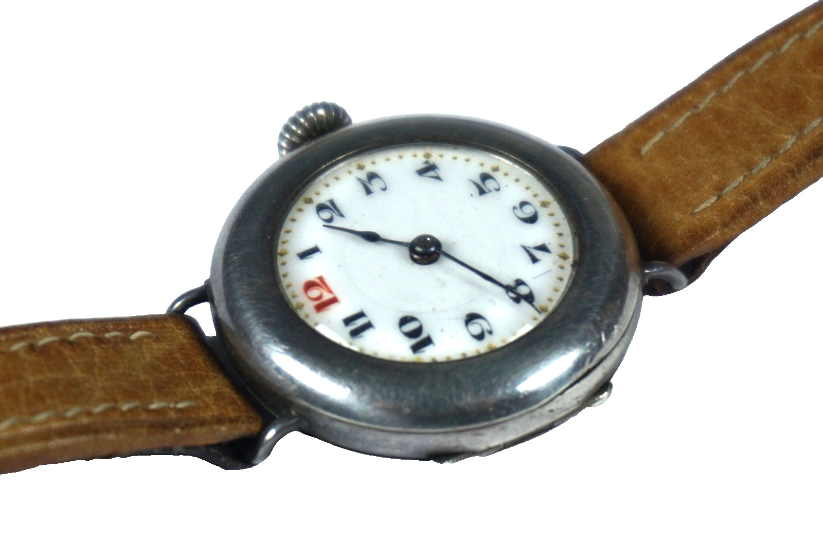 A Fully Hallmarked Sterling Silver Cased Early 20th Century Enamel Dial Watch