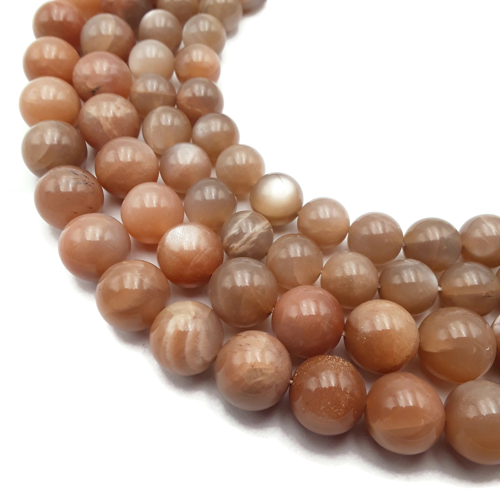 High Grade Peach Moonstone Smooth Round Beads 6mm 8mm 10mm 12mm 15.5″ Strand