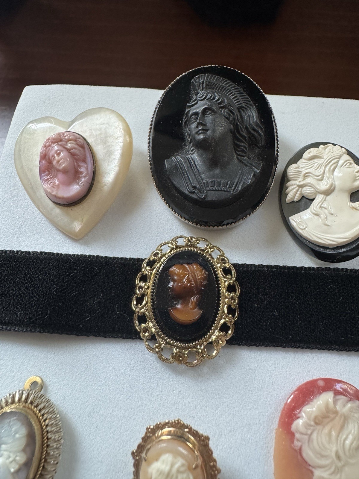 Vtg To Now Costume Jewelry Lot Cameos 21 Pieces Some Signed Carved Shell Germany