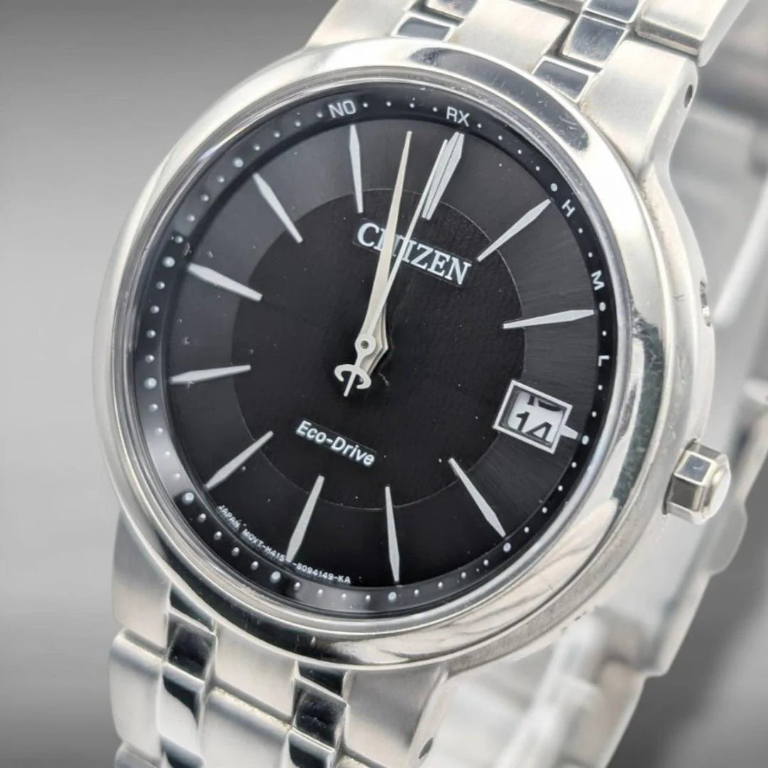 CITIZEN H415-S063311 Eco-Drive Titanium Black Dial Date Slim 1.43 inches Mens