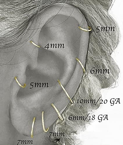 18 GA Sterling Silver Thin Huggie Hoop Piercing Cartilage Earrings Nose Septum