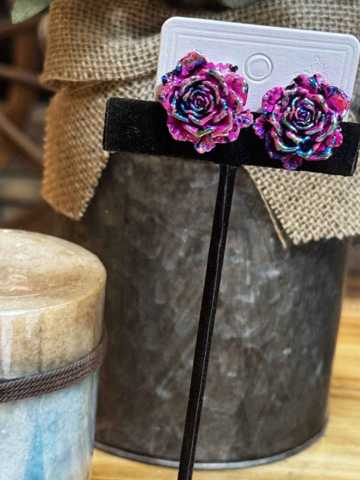 Beautiful Resin Multi Rose Colored Earrings Great For Everyday Wear Brand New