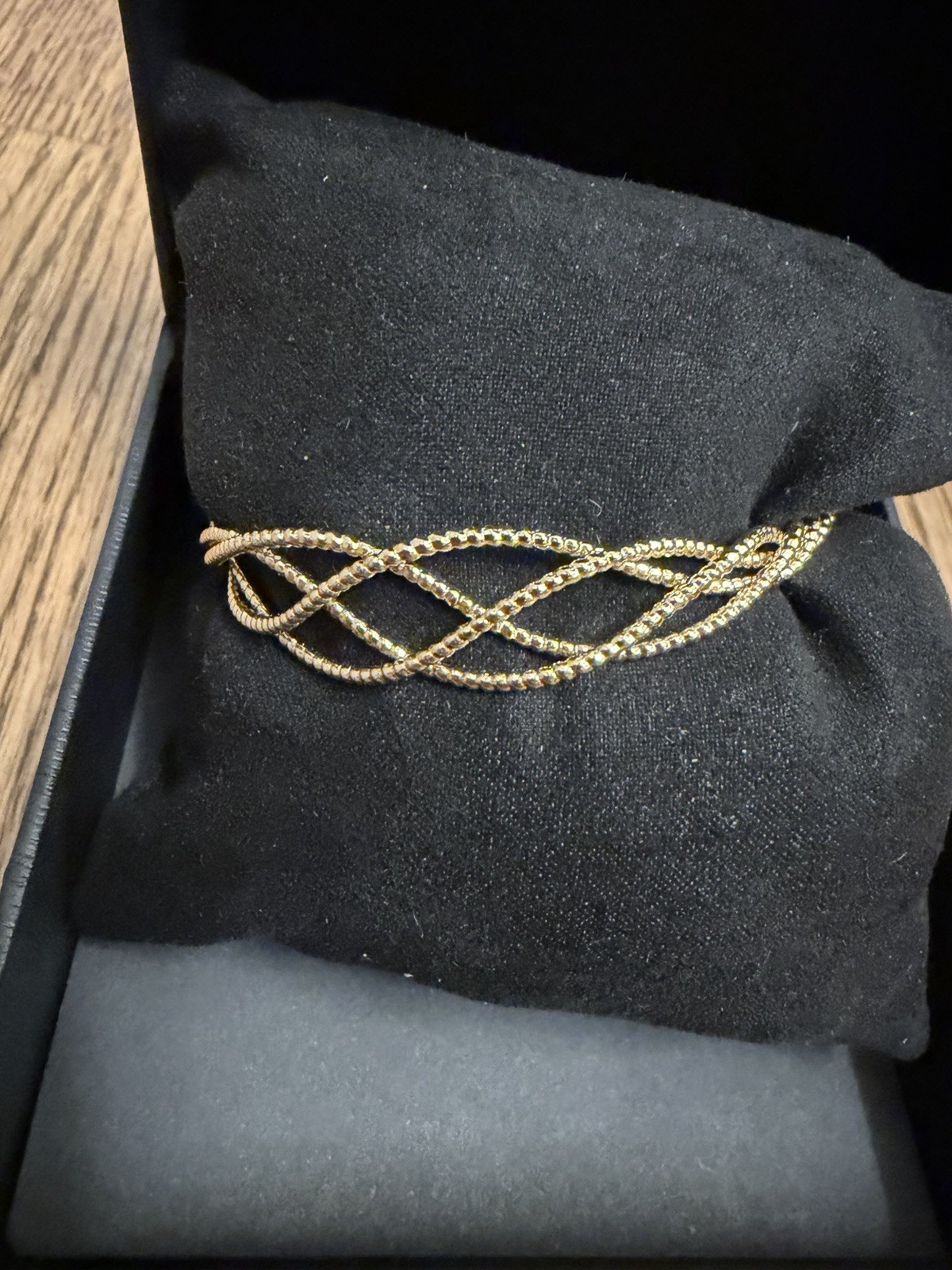 14-karat Gold Interlaced Braided Cuff Bracelet, Metal, Asymmetrical