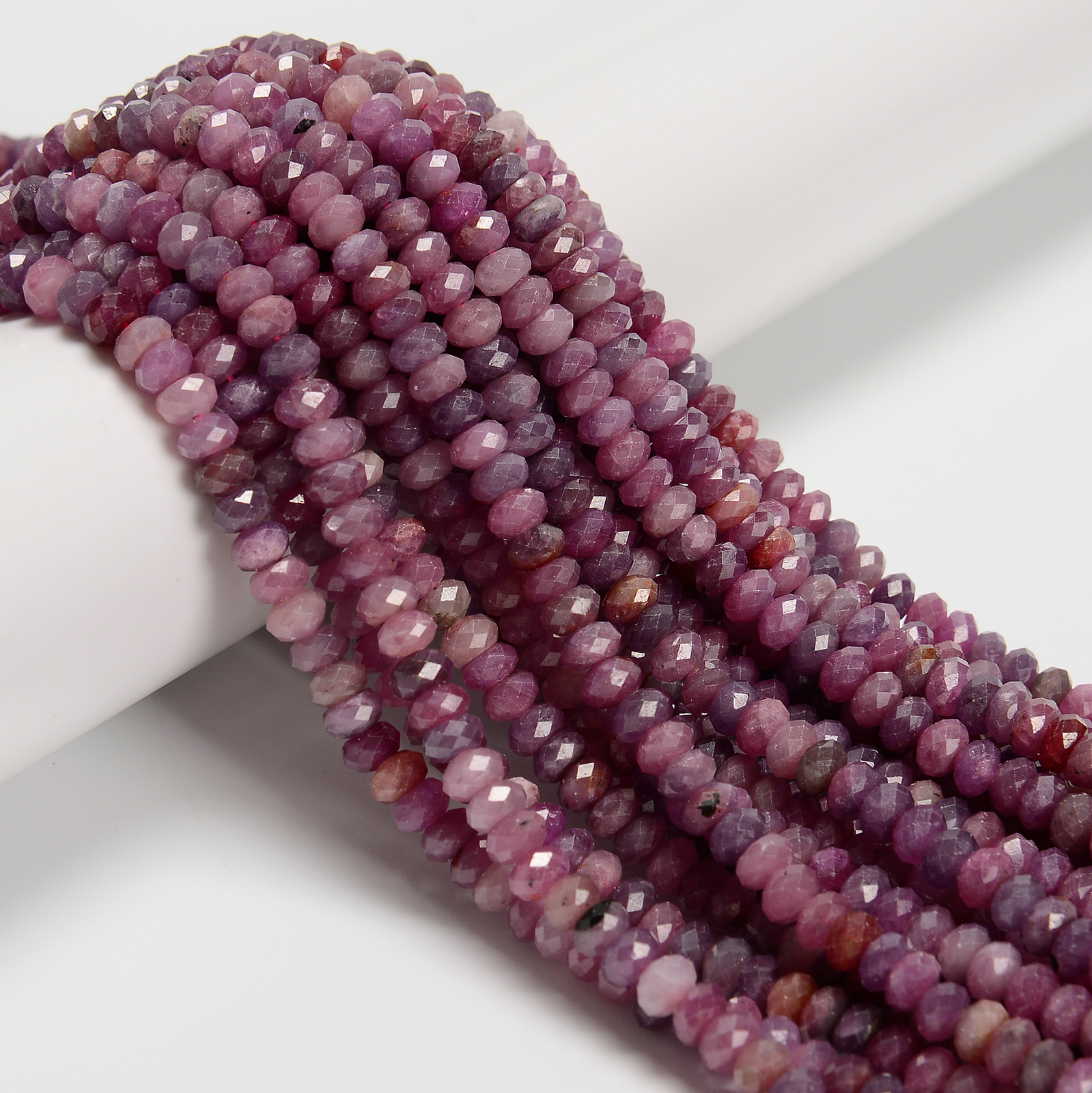 Natural Ruby Faceted Rondelle Beads Size 3x5mm 3x6mm 4x6mm 4x7mm 15.5” Strand