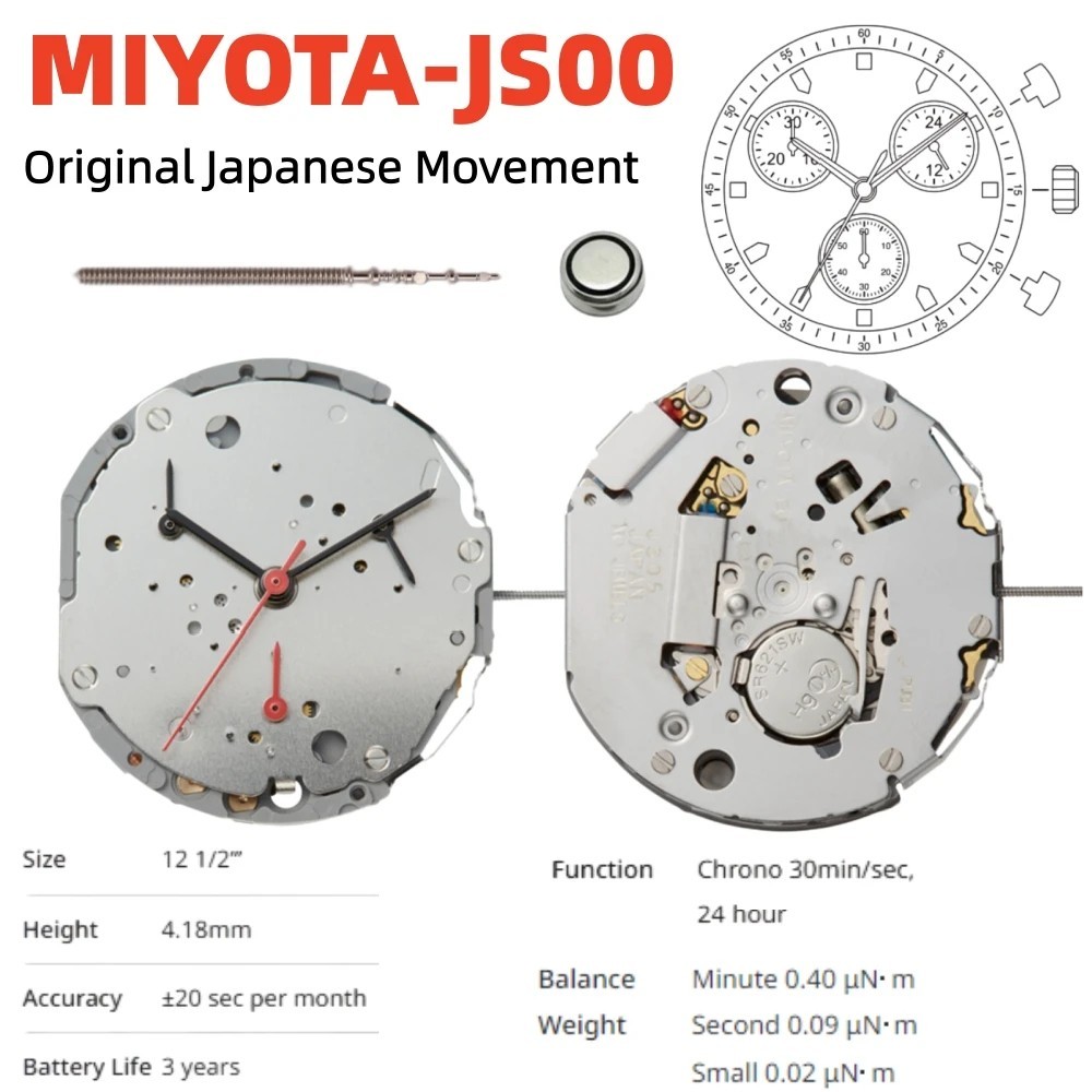 Miyota Chronograph Quartz Watch Movement JS00 JS05 JS10 JS15 JS20 JS25 JS50 JS55