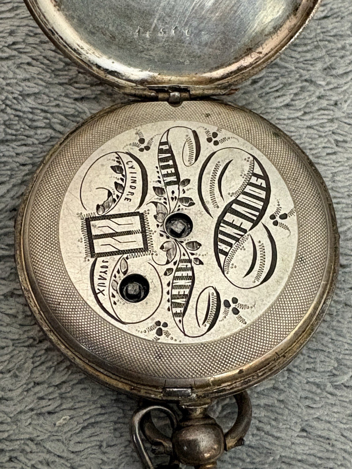 Antique Juvaux Cylindre Pocket Watch Key Wind w/ Original Key For Restore