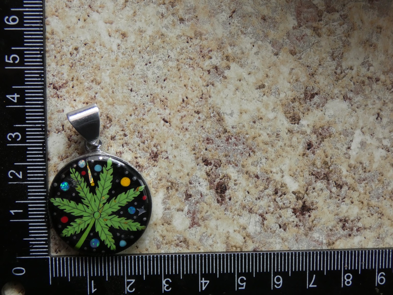Marijuana Leaf 420 Gemstone Opal Aluminum Sterling Silver Alloy Pendant AS95