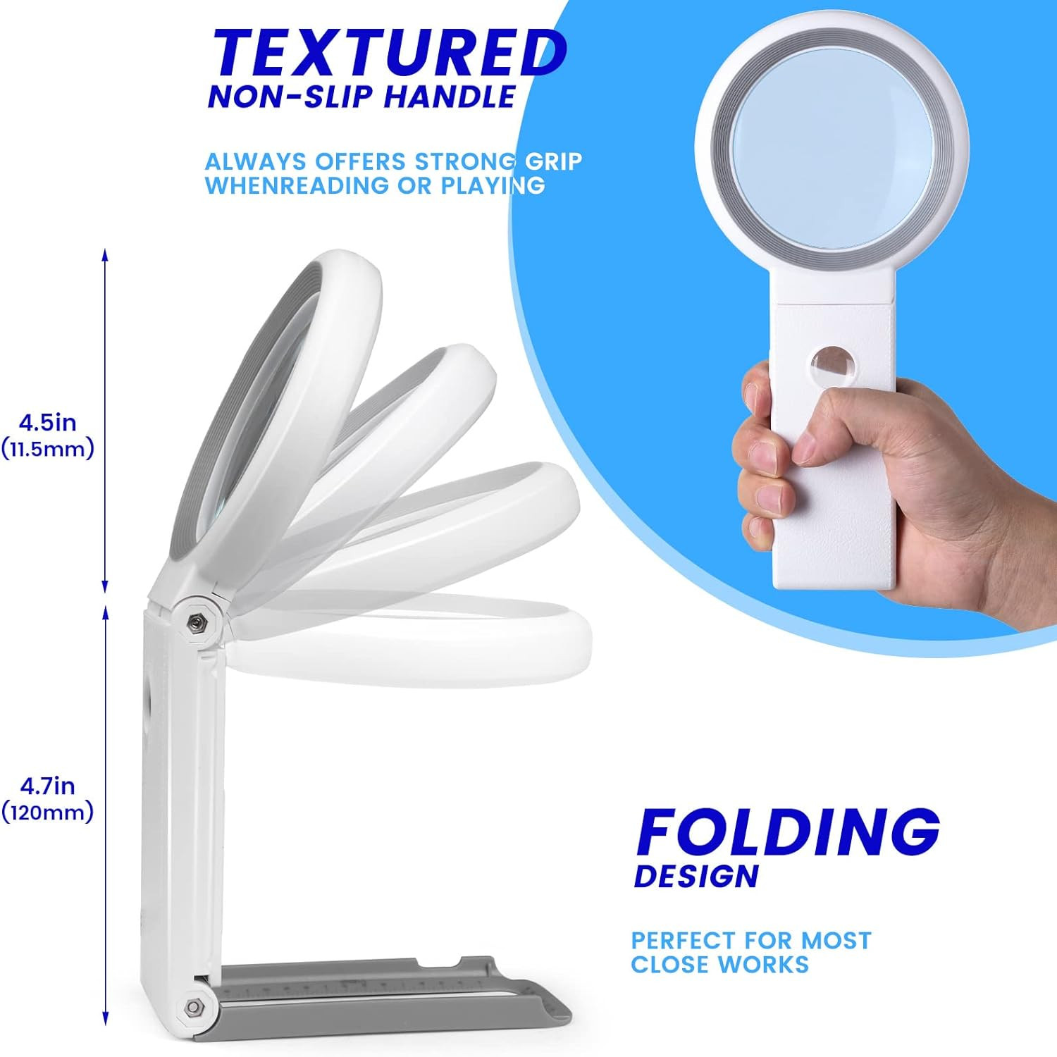 Lighted Magnifying Glass with Stand 18 LED Foldable Handheld Reading Magnifier