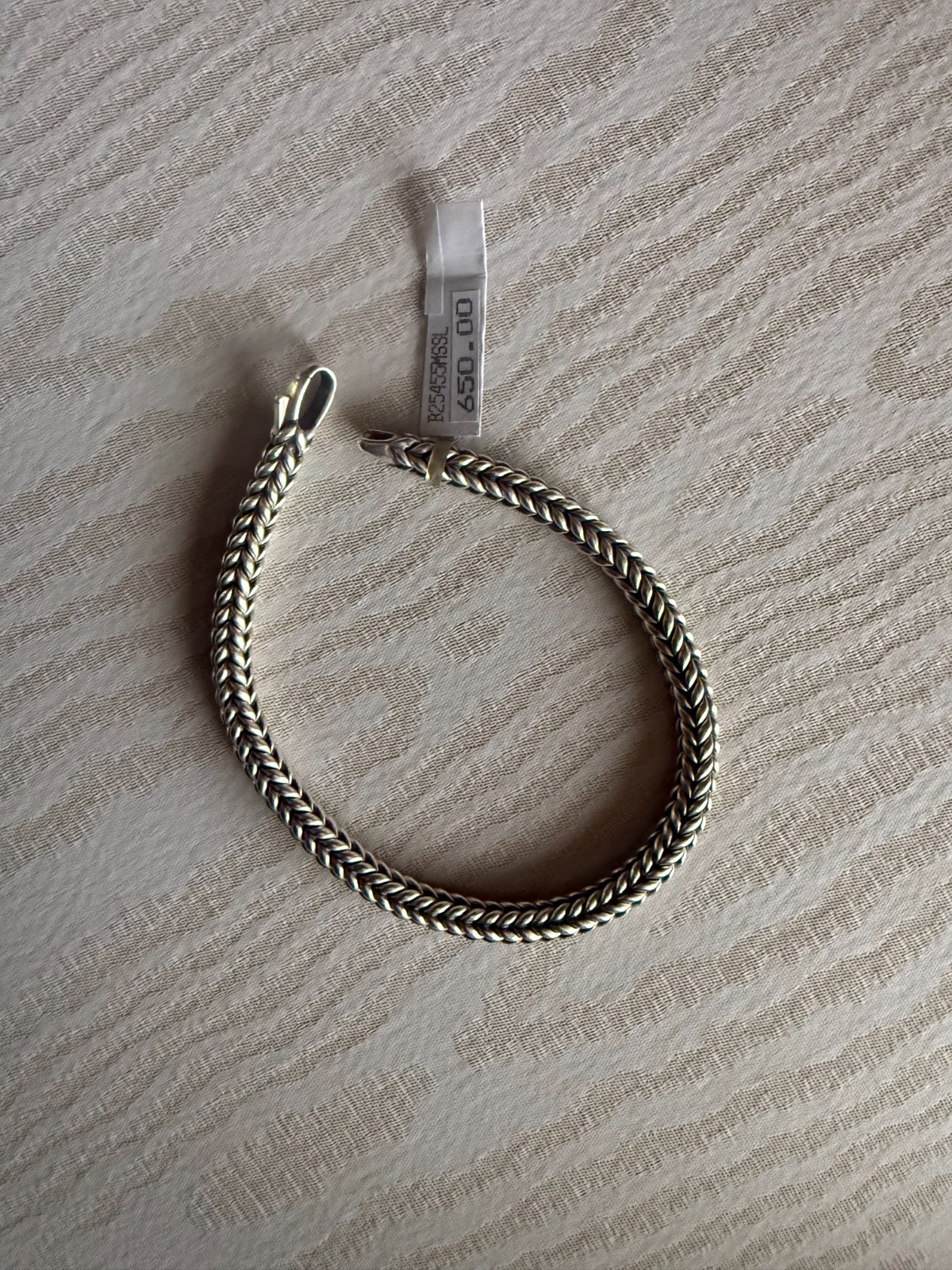 David Yurman 6mm Sterling Silver Chevron Bead Bracelet – Size Large