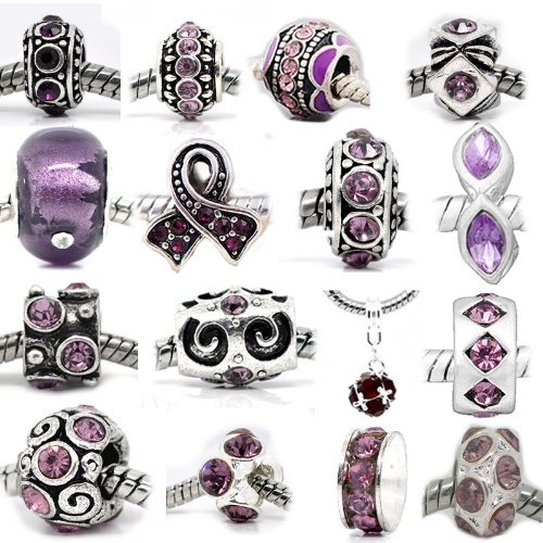 Ten (10) of Assorted Shades of Purple Crystal Rhinestone Beads