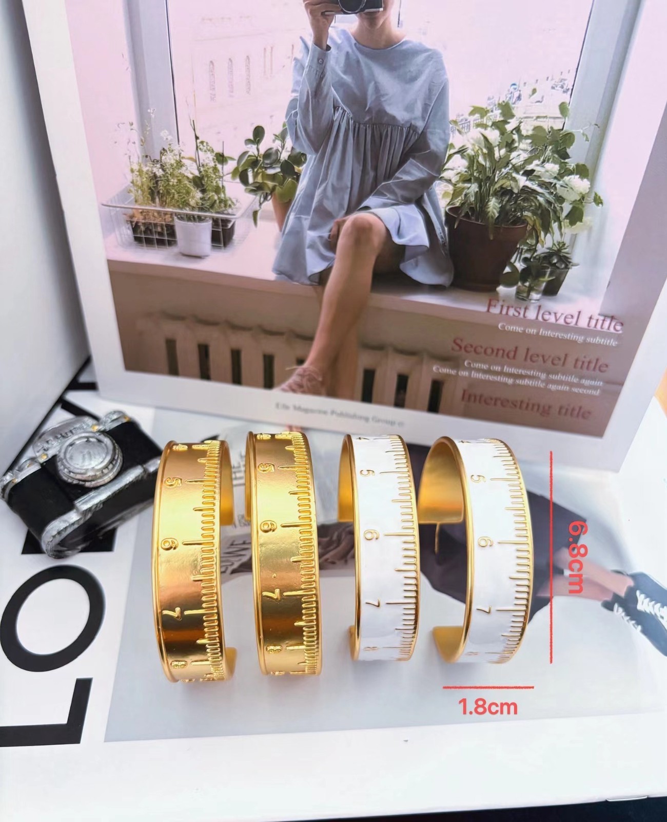 High Quality Simple Enamel Ruler Gold Earrings Gift