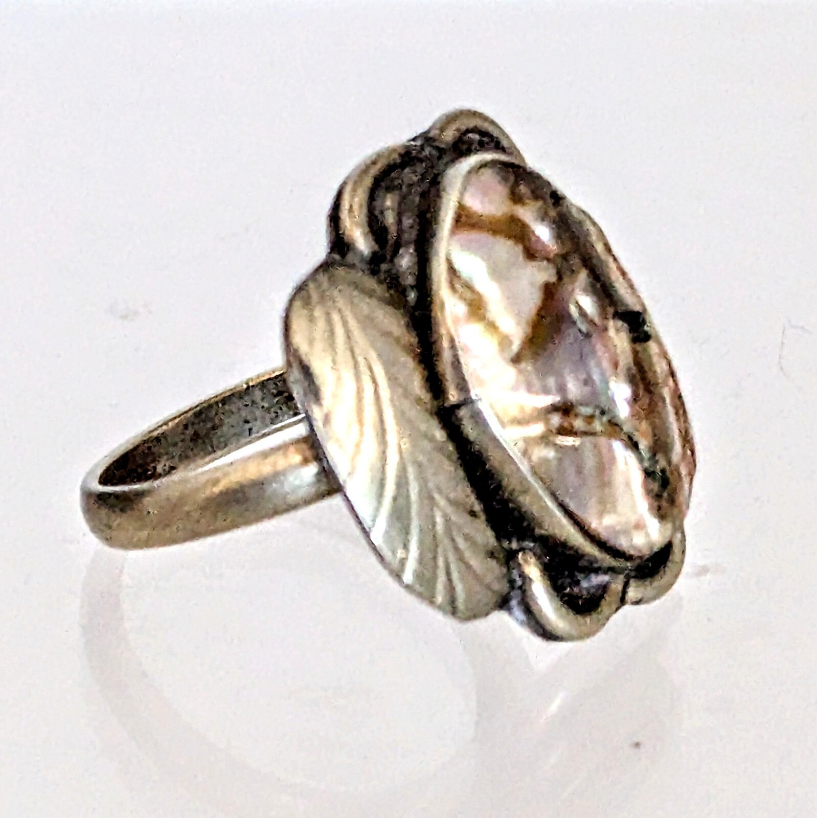 Sterling Silver Abalone Shell Vintage Navajo Ring Size 6 No Mark Tested