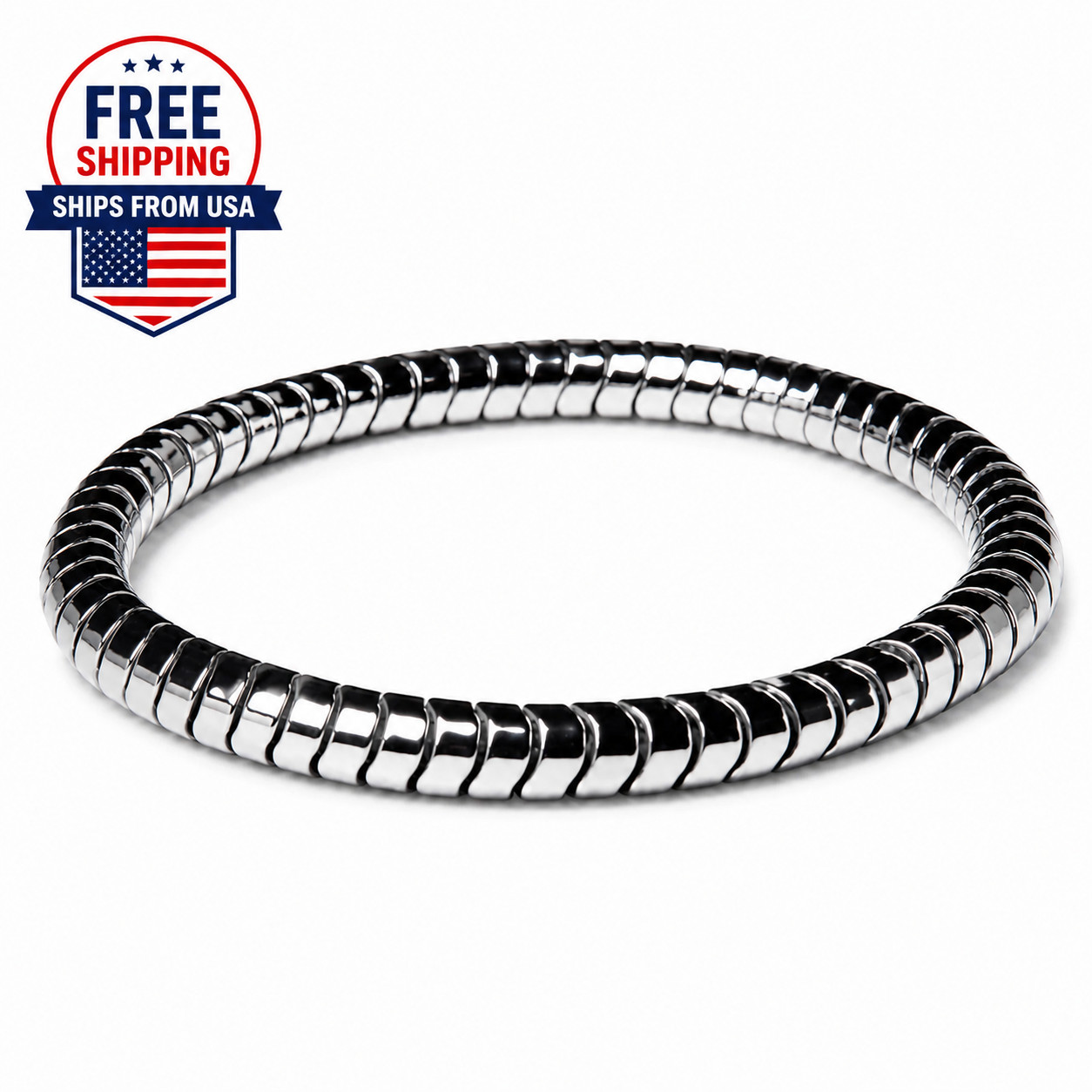 Magnetic Hematite Bracelet 8mm Stretch Beaded Bracelet for Men Women Jewelry