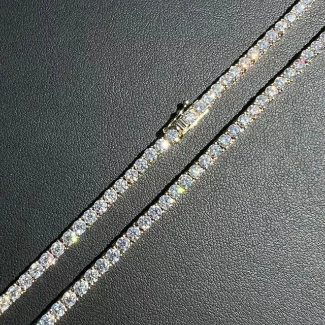 12CT Round Cut Lab Created 3MM Diamond Men’s 20″ Tennis Necklace in 925 Silver