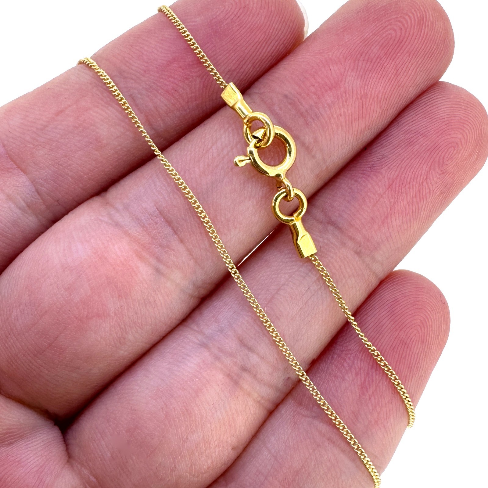Gold Plated Sterling Silver 1mm Curb Long Necklace Chain 16-36 inch