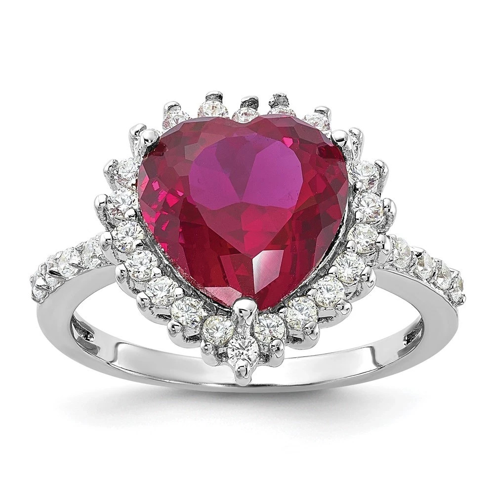 4.00 Ct Heart Cut Natural Ruby Diamond Engagement Ring 14K Solid White Gold 6