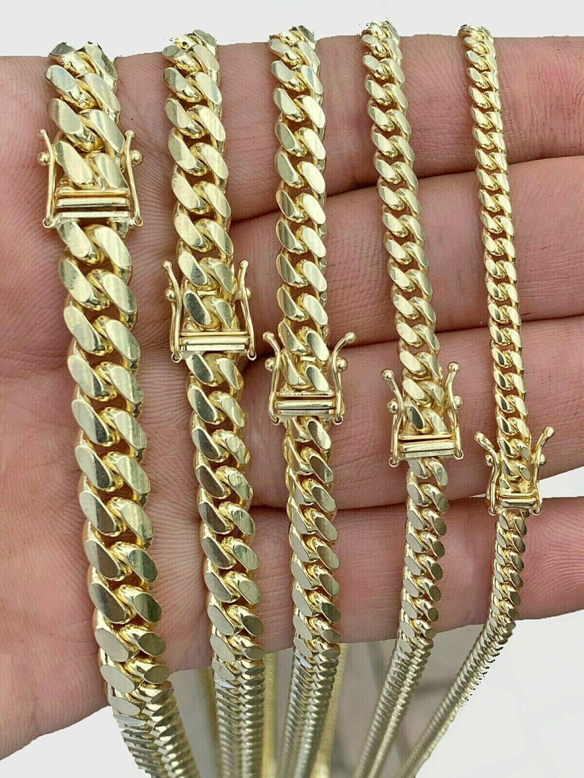 Real 10k Solid Gold Cuban Link Necklace 7mm Box Clasp Men 20 22 24 26 28 30 Inch